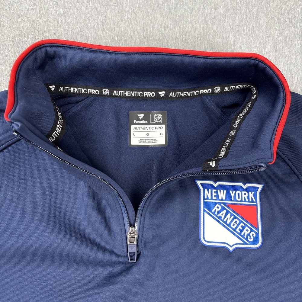 New York Rangers‎ Fanatics Authentic Pro Rink Raglan Quarter-Zip Pullover- Large - Picture 5 of 16